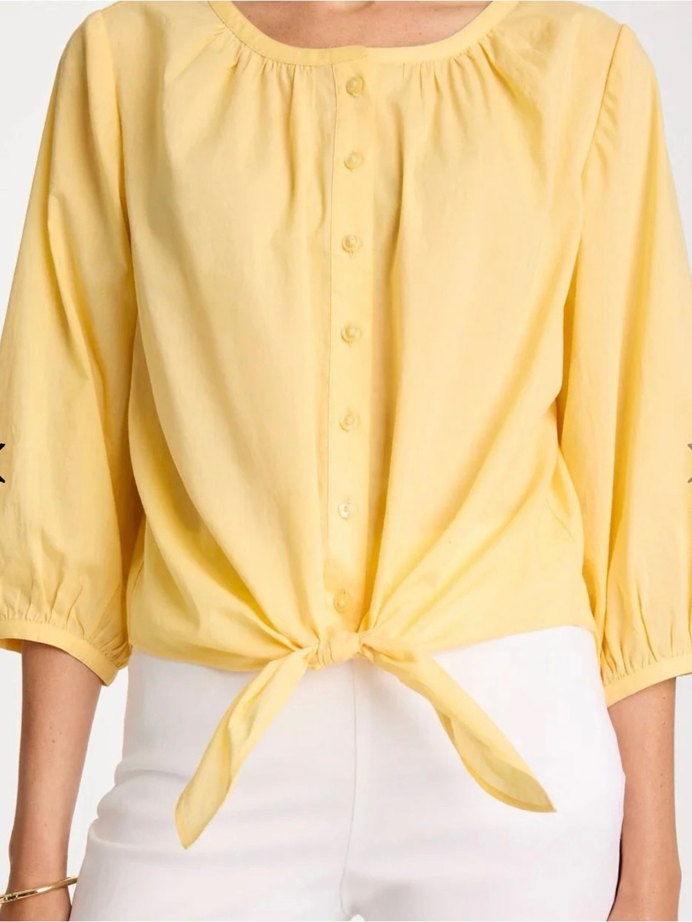 Chico's Soft Yellow Tie-Front Button Blouse